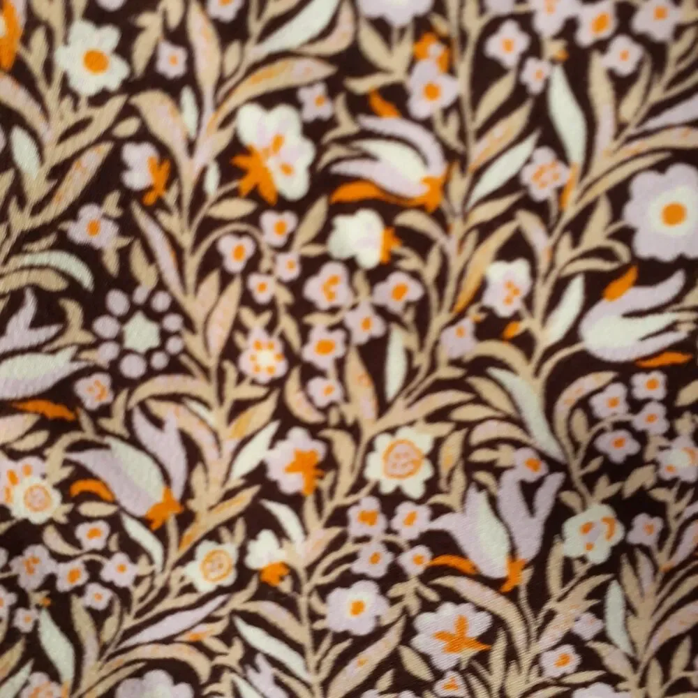 J. Crew Women's M Top Brown Floral Print Keyhole Neck Blouse Shirt J.crew